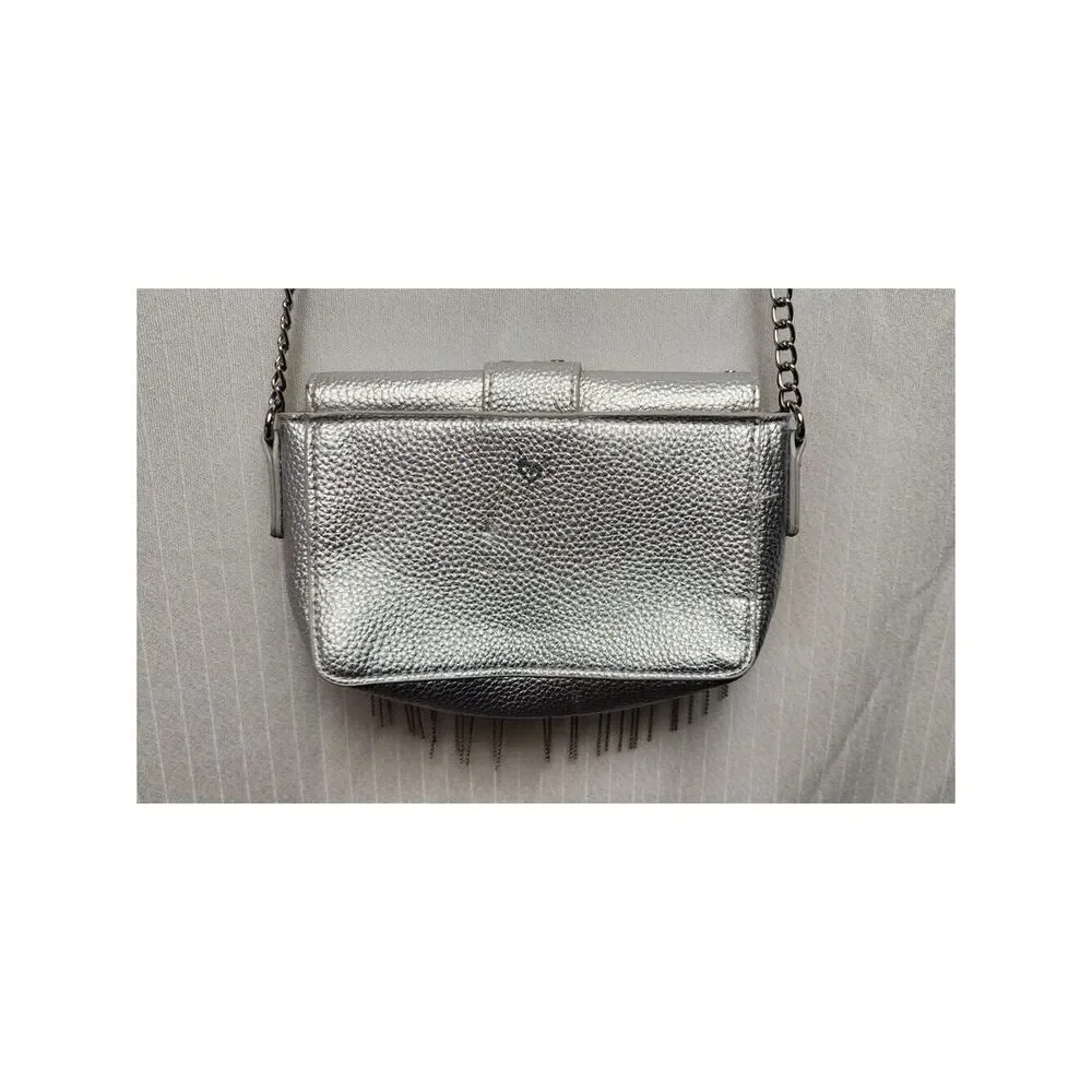 Justice Girls Silver Studded Crossbody Purse Bag With Adjustable Chain Strap